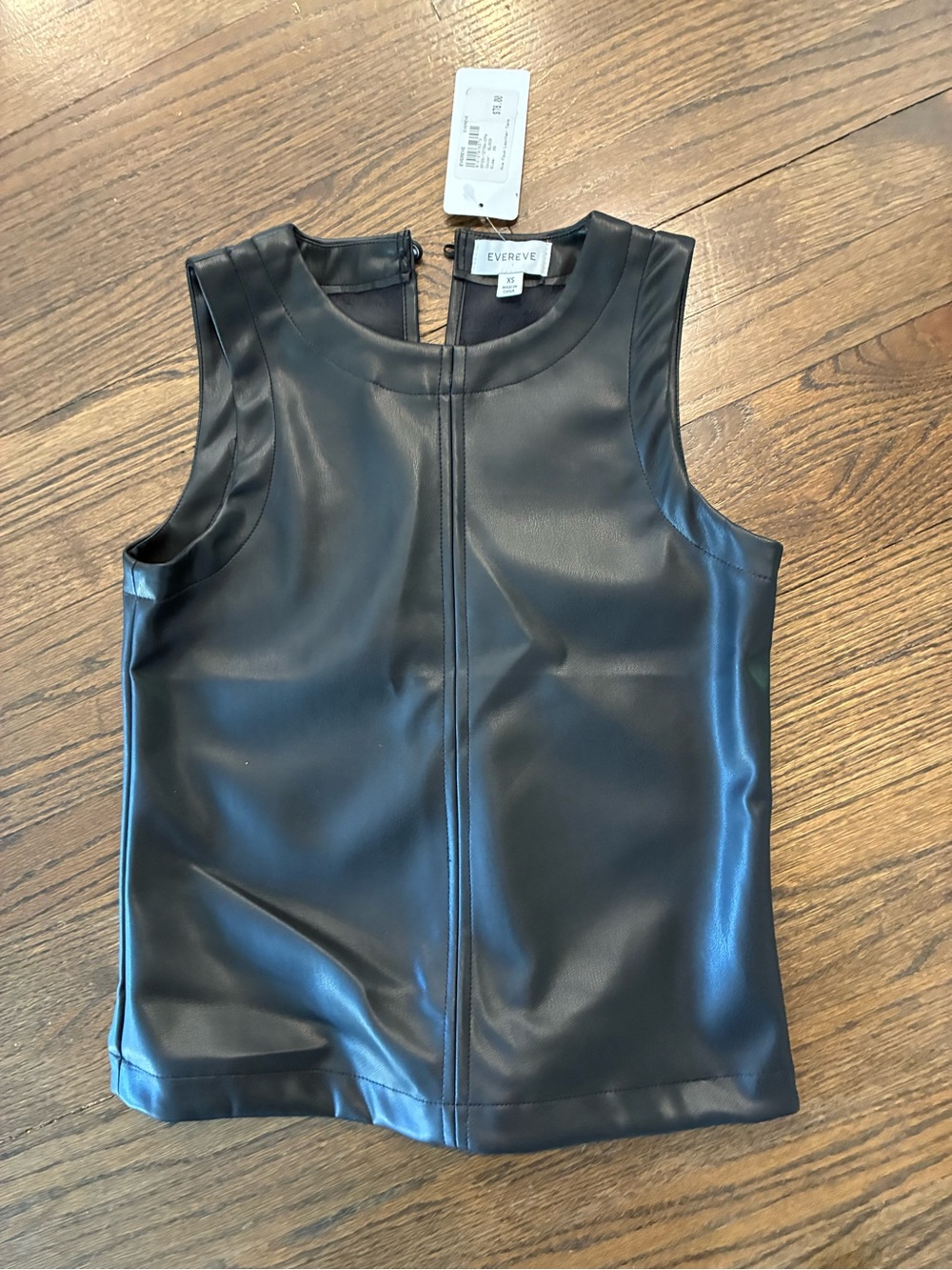 Evereve Black Faux Leather Sleeveless Shell